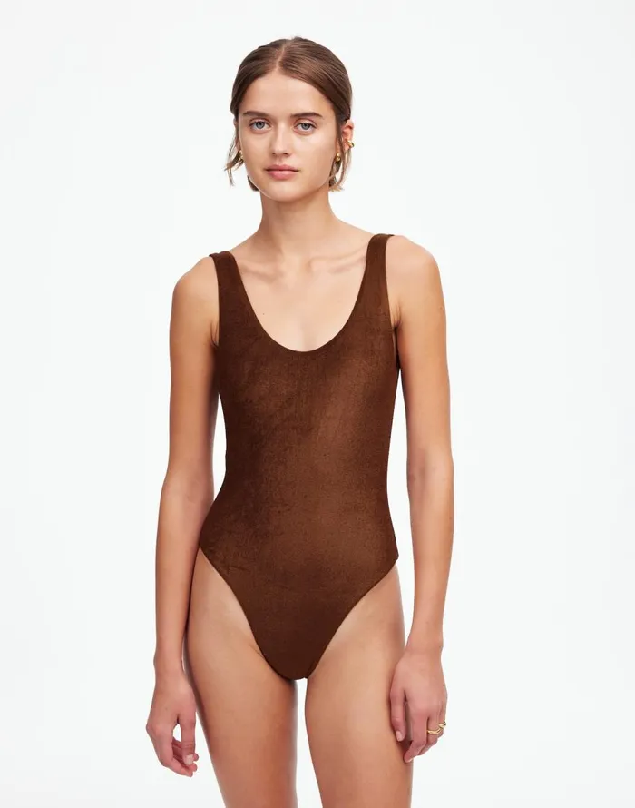 Madewell Jade Swim Evolve Contour OnePiece Swimsuit Espresso Women Swim