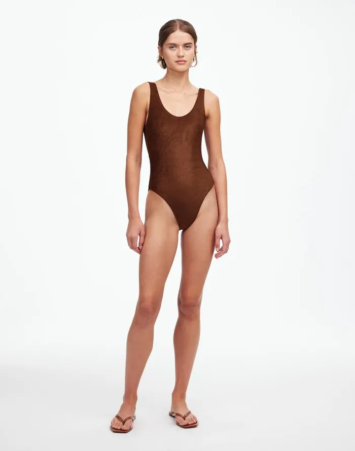 Madewell Jade Swim Evolve Contour OnePiece Swimsuit Espresso Women Swim
