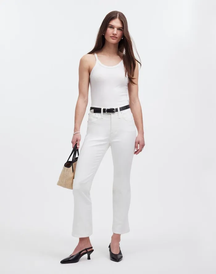 Madewell Kick Out Crop Jeans Pure White Women Jeans