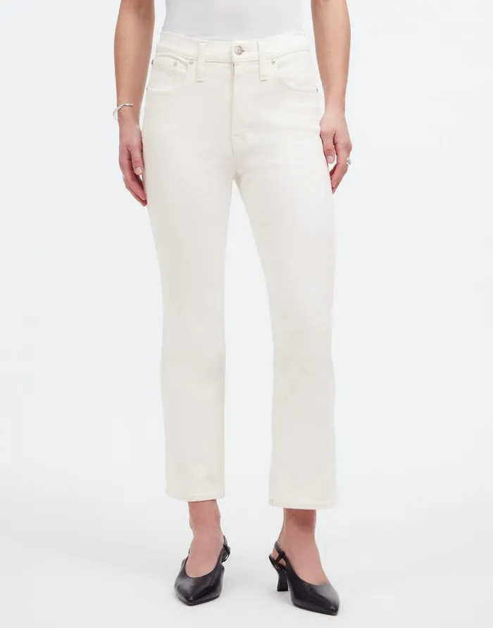 Madewell Kick Out Crop Jeans Pure White Women Jeans