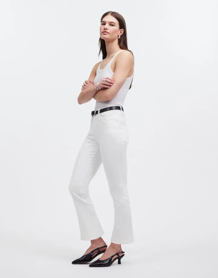 Madewell Kick Out Crop Jeans Pure White Women Jeans