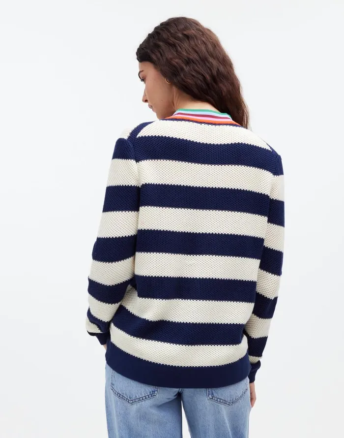 Madewell KULE The Raven Cardigan Navy Cream Women Sweaters