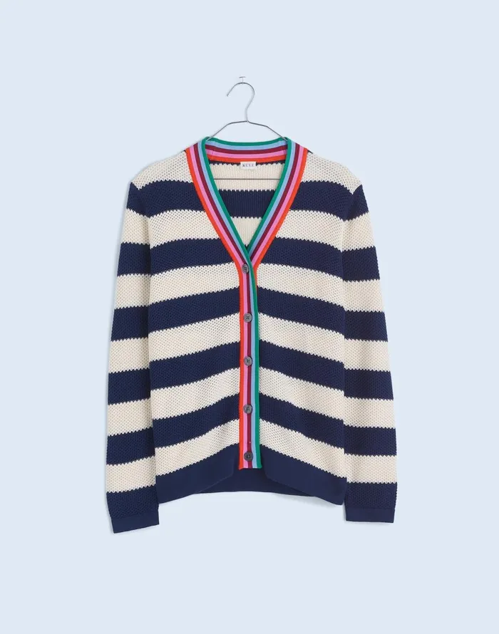 Madewell KULE The Raven Cardigan Navy Cream Women Sweaters