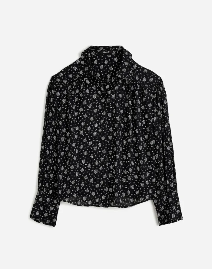 Madewell LongSleeve ButtonFront Top True Black Women Tops and Shirts