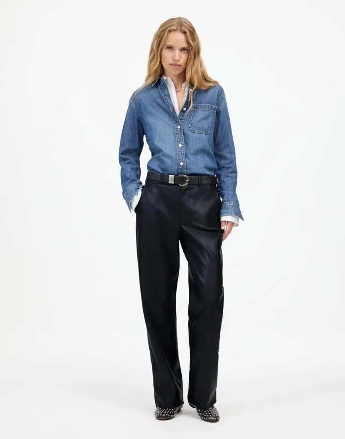 Madewell LowSlung Baggy Pants In Faux Leather Black Women Pants