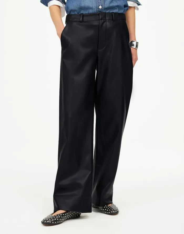 Madewell LowSlung Baggy Pants In Faux Leather Black Women Pants
