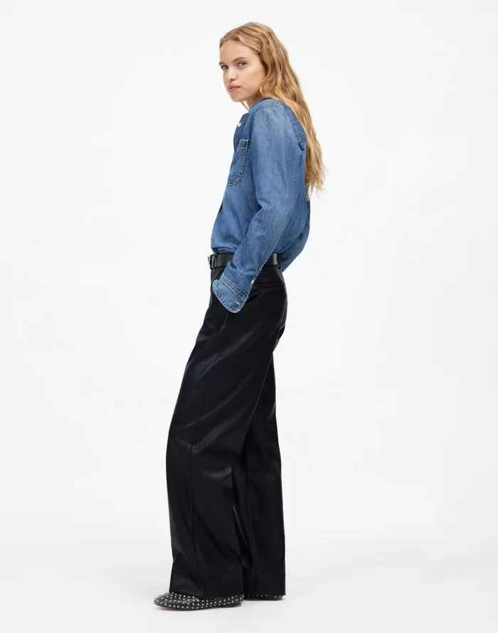 Madewell LowSlung Baggy Pants In Faux Leather Black Women Pants
