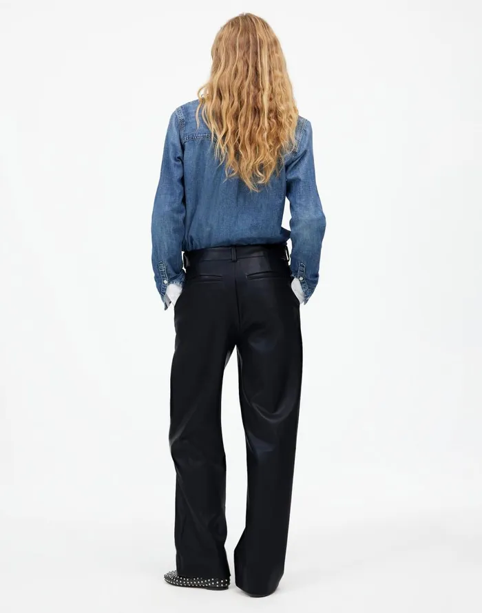 Madewell LowSlung Baggy Pants In Faux Leather Black Women Pants