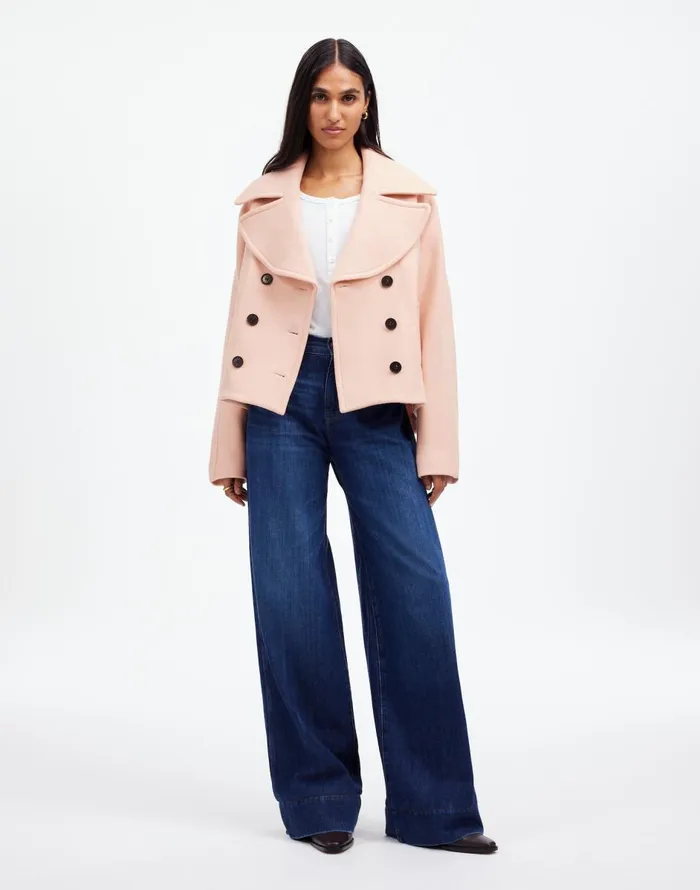 Madewell OversizedCollar Short Peacoat Pale Blush Women Coats Jackets