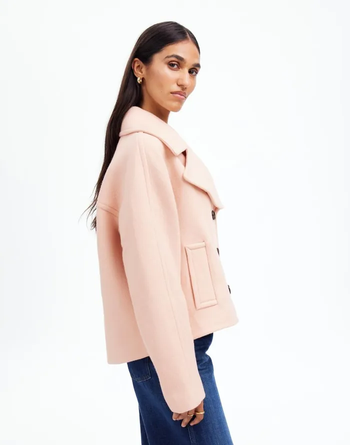 Madewell OversizedCollar Short Peacoat Pale Blush Women Coats Jackets