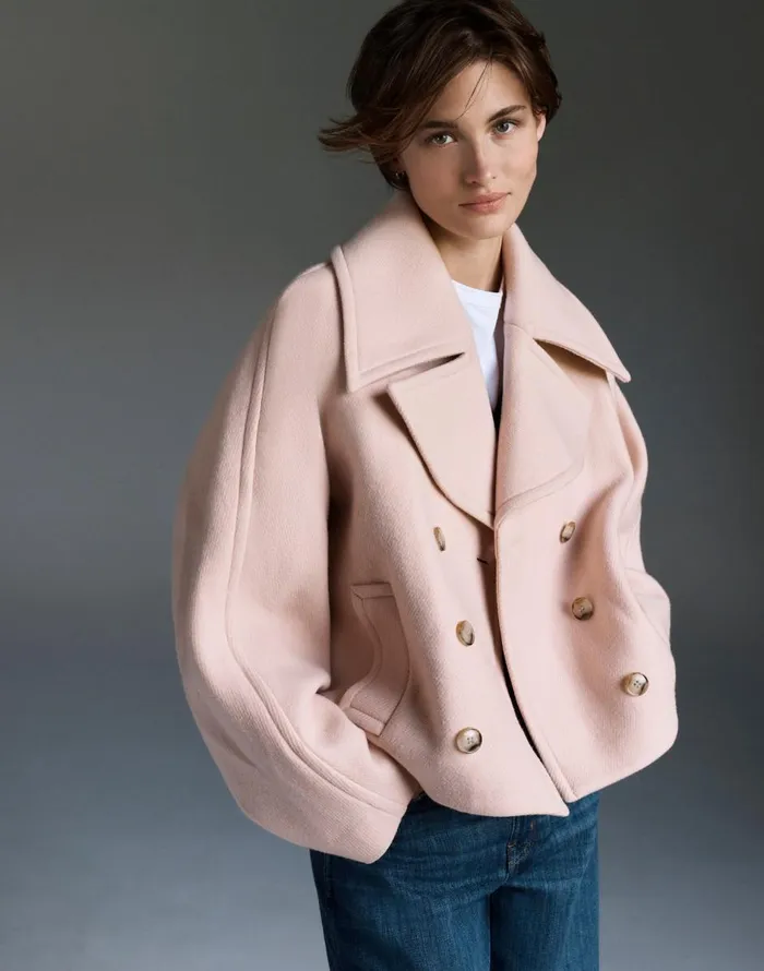 Madewell OversizedCollar Short Peacoat Pale Blush Women Coats Jackets