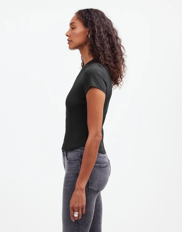 Madewell Regenerative Cotton Ribbed Crewneck Tee Jet Black Women Tees