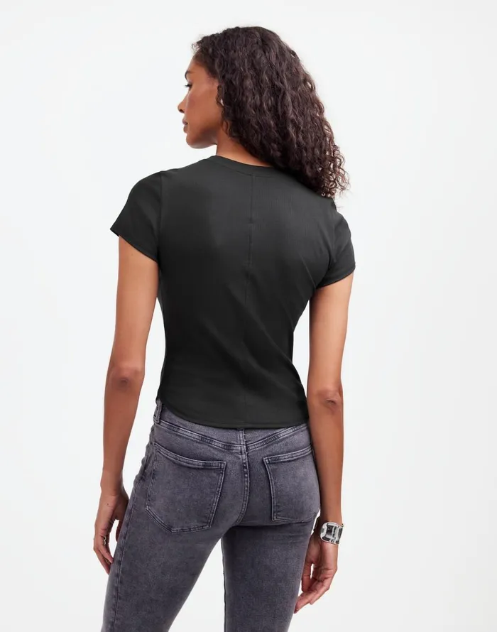 Madewell Regenerative Cotton Ribbed Crewneck Tee Jet Black Women Tees