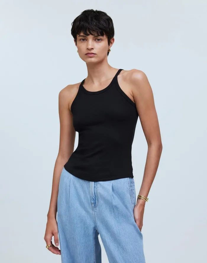 Madewell Supima Rib 03990s Tank True Black Women Tees