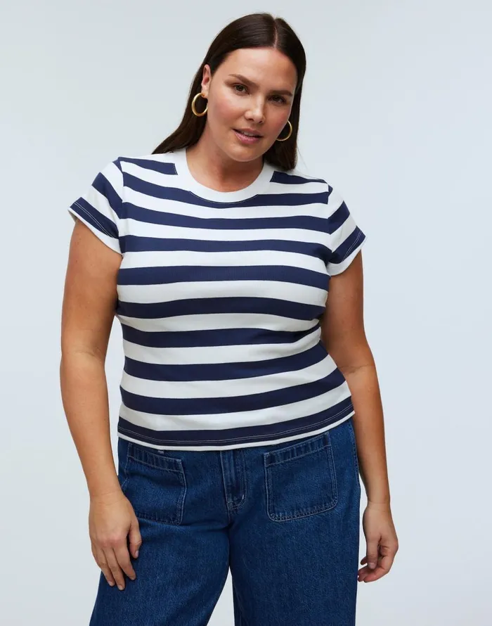Madewell Supima Rib Tee Dark Nightfall Women Tees