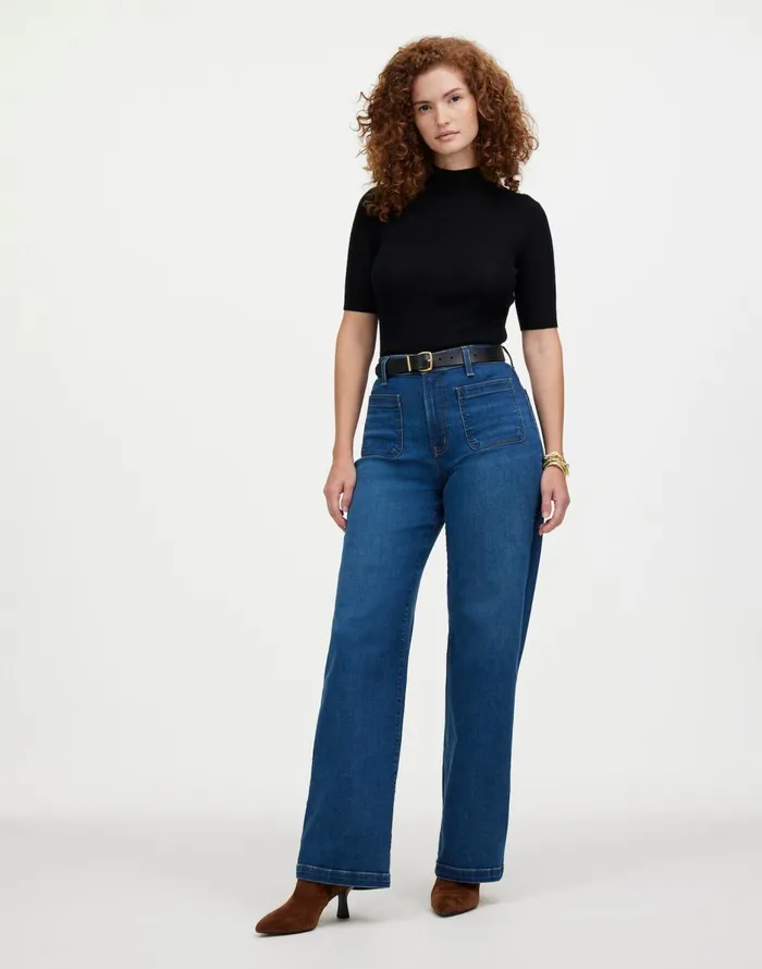 Madewell The Curvy Emmett WideLeg Jean Patch Pocket Edition Allentown Wash Women Jeans Madewell The Curvy Emmett WideLeg Jean Patch Pocket Edition Allentown Wash Women Jeans