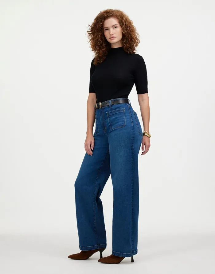 Madewell The Curvy Emmett WideLeg Jean Patch Pocket Edition Allentown Wash Women Jeans