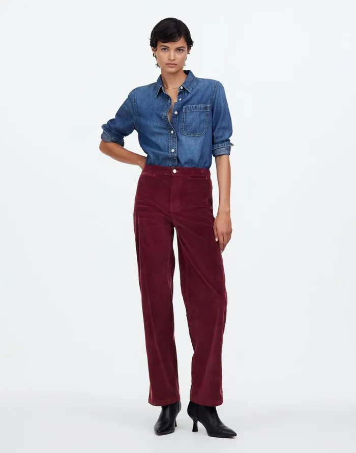 Madewell The Emmett WideLeg Pant In Corduroy Welt Pocket Edition Bordeaux Women Pants Madewell The Emmett WideLeg Pant In Corduroy Welt Pocket Edition Bordeaux Women Pants