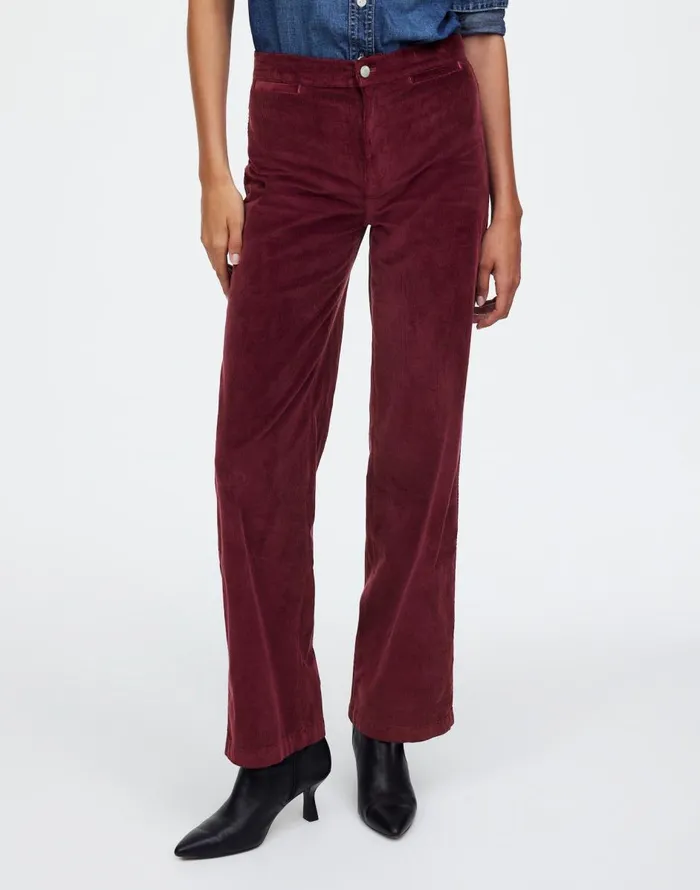 Madewell The Emmett WideLeg Pant In Corduroy Welt Pocket Edition Bordeaux Women Pants