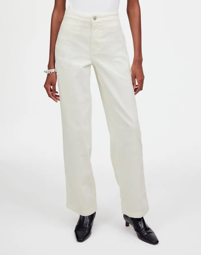 Madewell The Emmett WideLeg Pant In Corduroy Welt Pocket Edition Winter White Women Pants