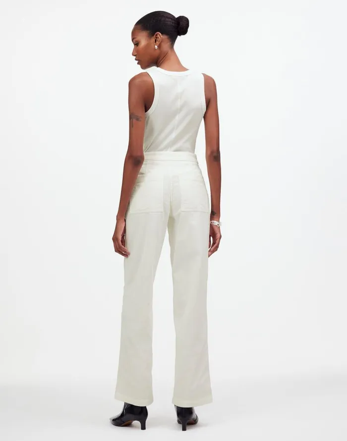 Madewell The Emmett WideLeg Pant In Corduroy Welt Pocket Edition Winter White Women Pants