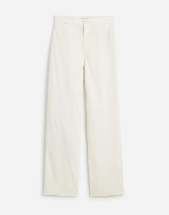 Madewell The Emmett WideLeg Pant In Corduroy Welt Pocket Edition Winter White Women Pants