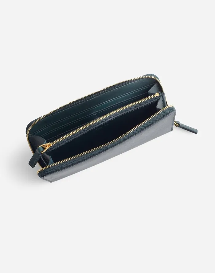 Madewell The Essential Continental Zip Wallet In Leather Luxury Forest Women Pouches and Wallets