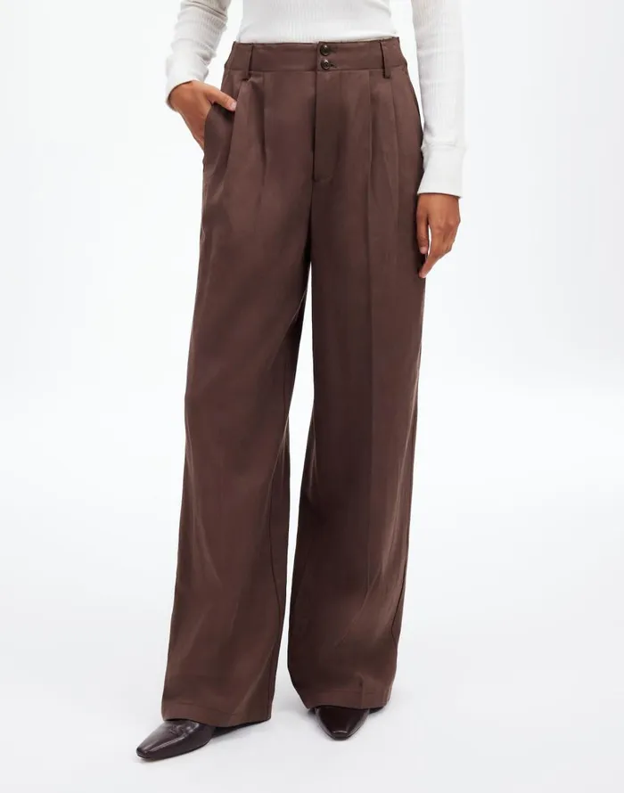 Madewell The Harlow WideLeg Pant In Drapey Twill Dark Carob Women Pants