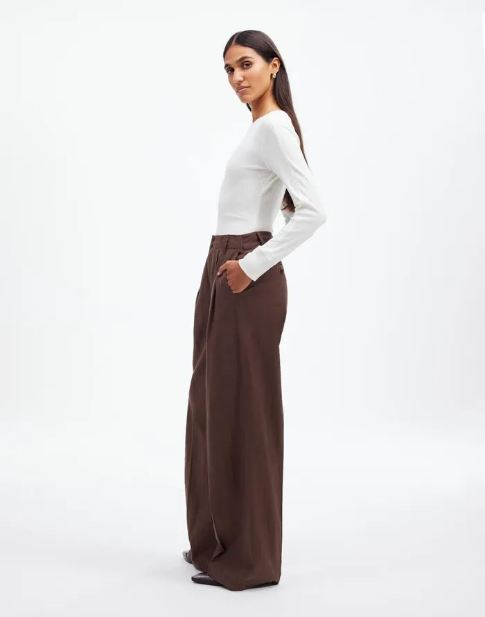 Madewell The Harlow WideLeg Pant In Drapey Twill Dark Carob Women Pants