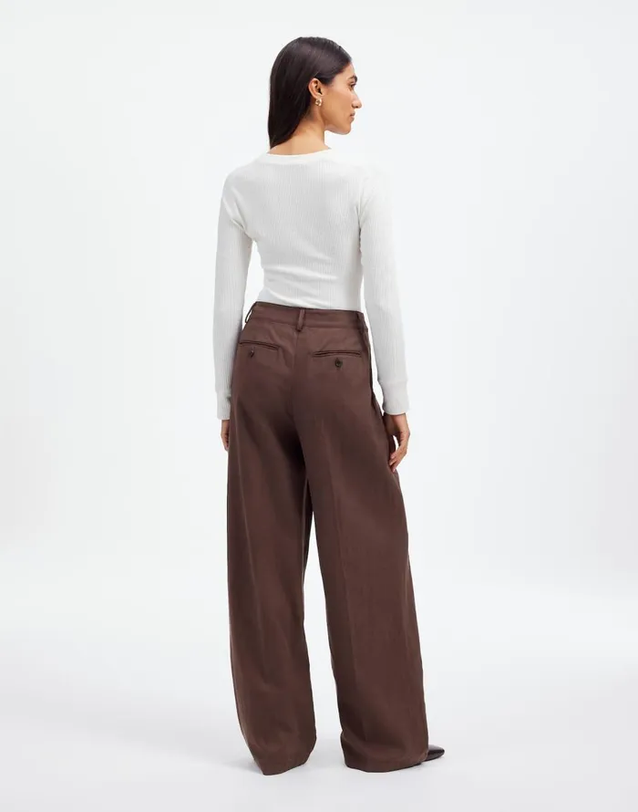 Madewell The Harlow WideLeg Pant In Drapey Twill Dark Carob Women Pants