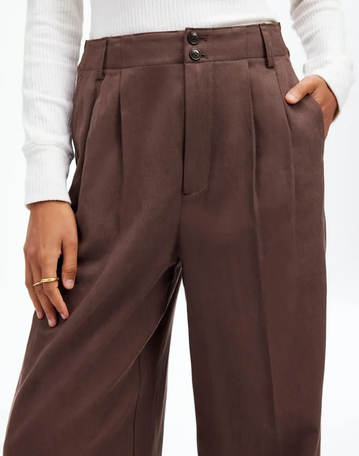 Madewell The Harlow WideLeg Pant In Drapey Twill Dark Carob Women Pants