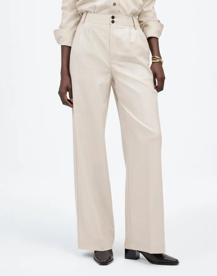 Madewell The Harlow WideLeg Pant In Flannel Pebble Stone Women Pants