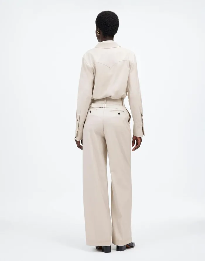 Madewell The Harlow WideLeg Pant In Flannel Pebble Stone Women Pants