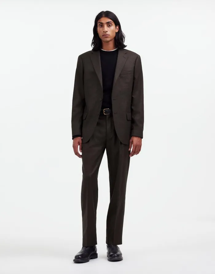 Madewell The Roebling TwoButton Blazer In Italian Fabric Hthr Chocolate Men Coats Jackets