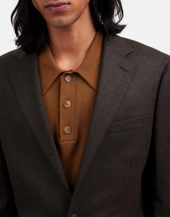 Madewell The Roebling TwoButton Blazer In Italian Fabric Hthr Chocolate Men Coats Jackets