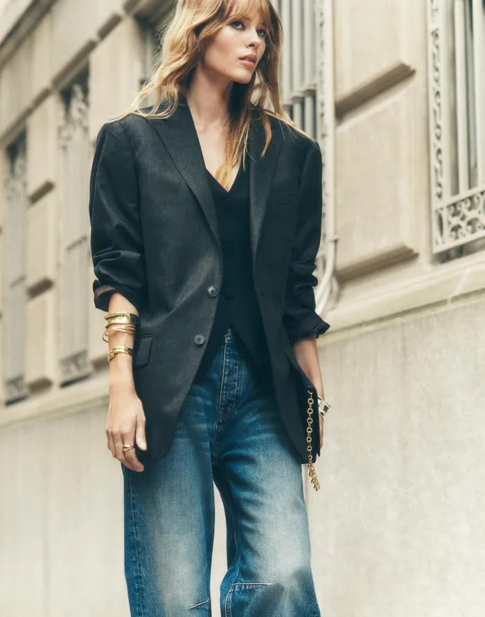 Madewell The Roebling TwoButton Blazer In Italian Fabric Hthr Chocolate Men Coats Jackets