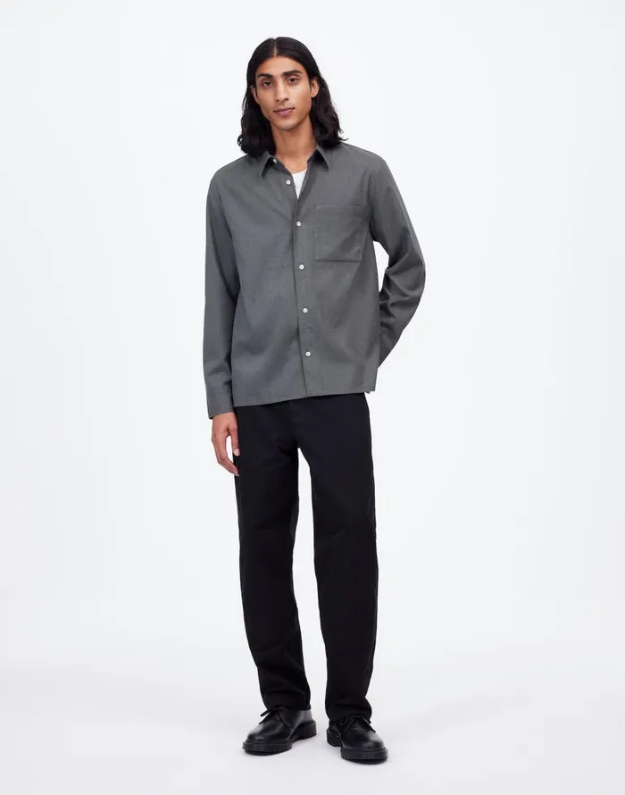 Madewell Twill Easy LongSleeve Shirt Light Grey Men Shirts