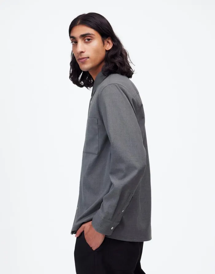 Madewell Twill Easy LongSleeve Shirt Light Grey Men Shirts