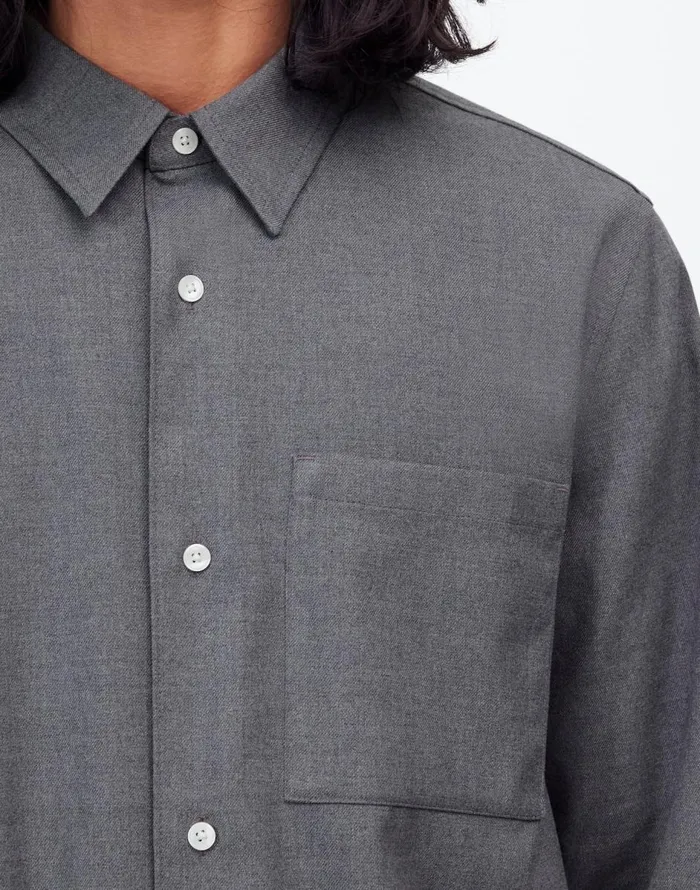 Madewell Twill Easy LongSleeve Shirt Light Grey Men Shirts