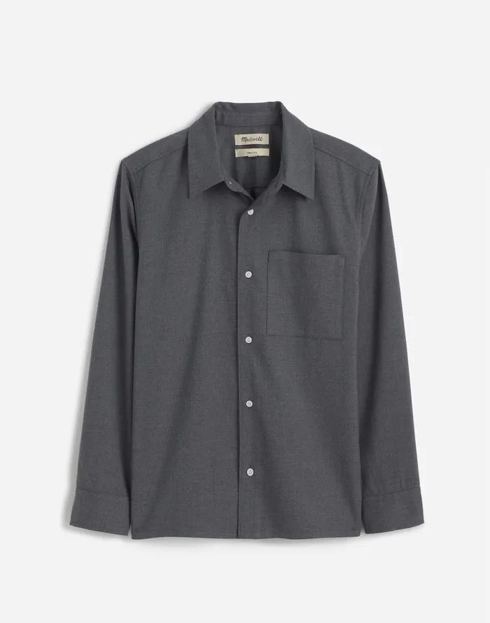 Madewell Twill Easy LongSleeve Shirt Light Grey Men Shirts