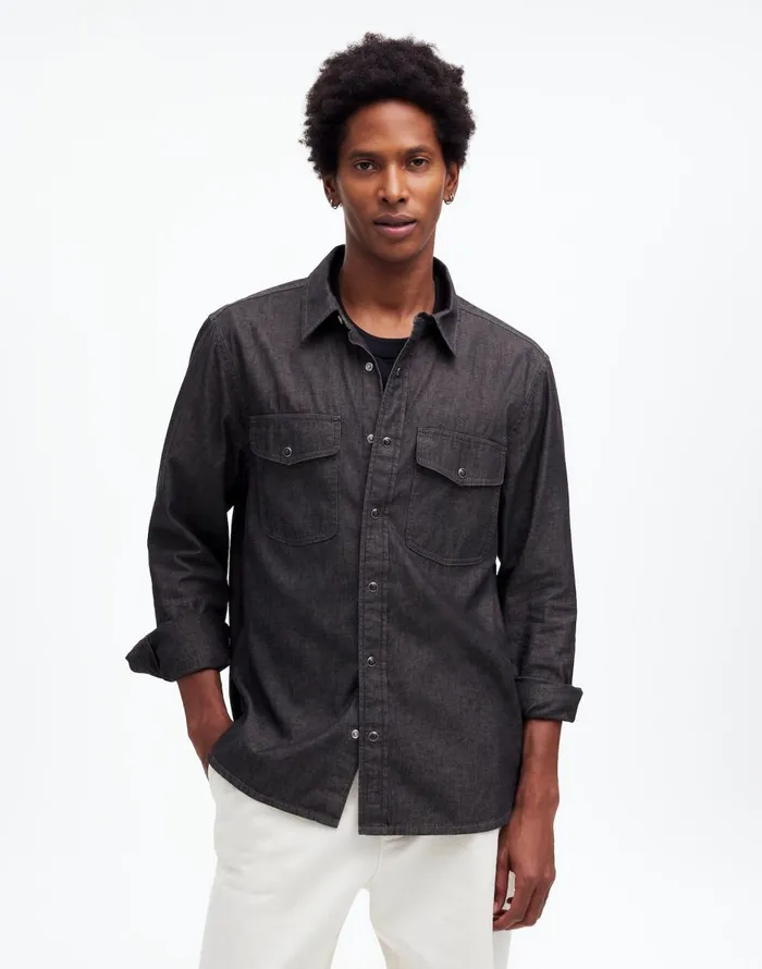 Madewell Western Easy Shirt In Chambray Kennedale Wash Men Shirts