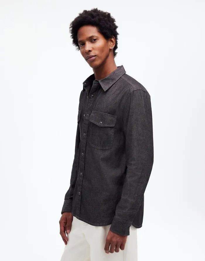 Madewell Western Easy Shirt In Chambray Kennedale Wash Men Shirts