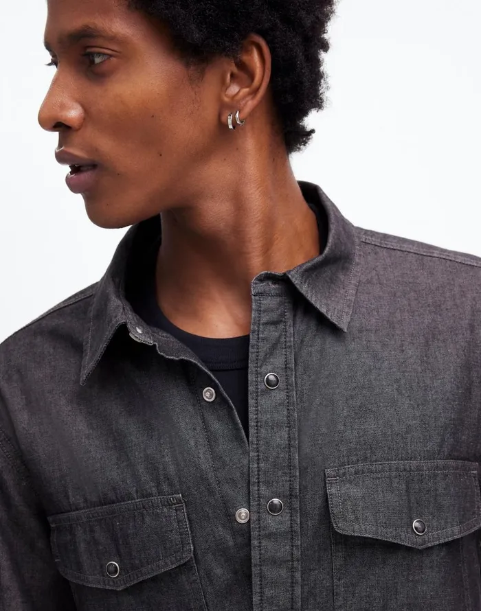 Madewell Western Easy Shirt In Chambray Kennedale Wash Men Shirts