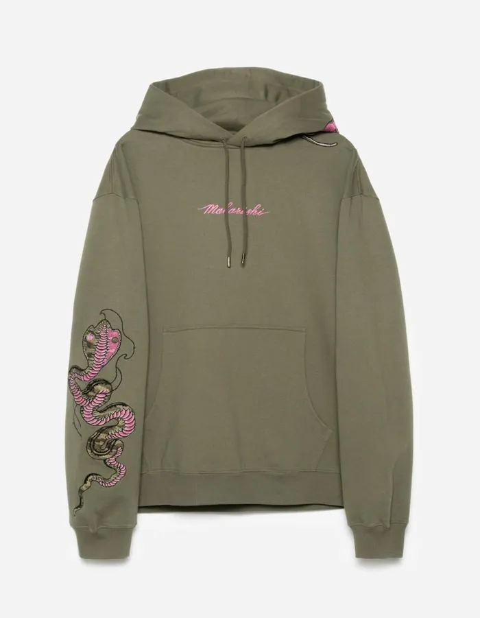 Maharishi Hooded Sweats 6010 Cobra Organic Hooded Sweat Olive OG107F 8211 Men Maharishi Hooded Sweats 6010 Cobra Organic Hooded Sweat Olive OG107F 8211 Men