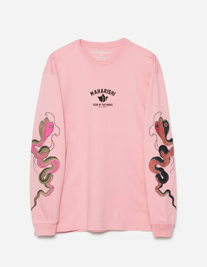Maharishi Long Sleeve TShirts 1452 Year Of The Snake LS TShirt Pink 8211 Men