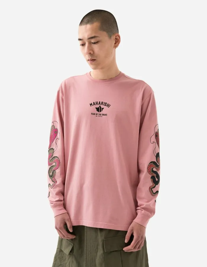 Maharishi Long Sleeve TShirts 1452 Year Of The Snake LS TShirt Pink 8211 Men