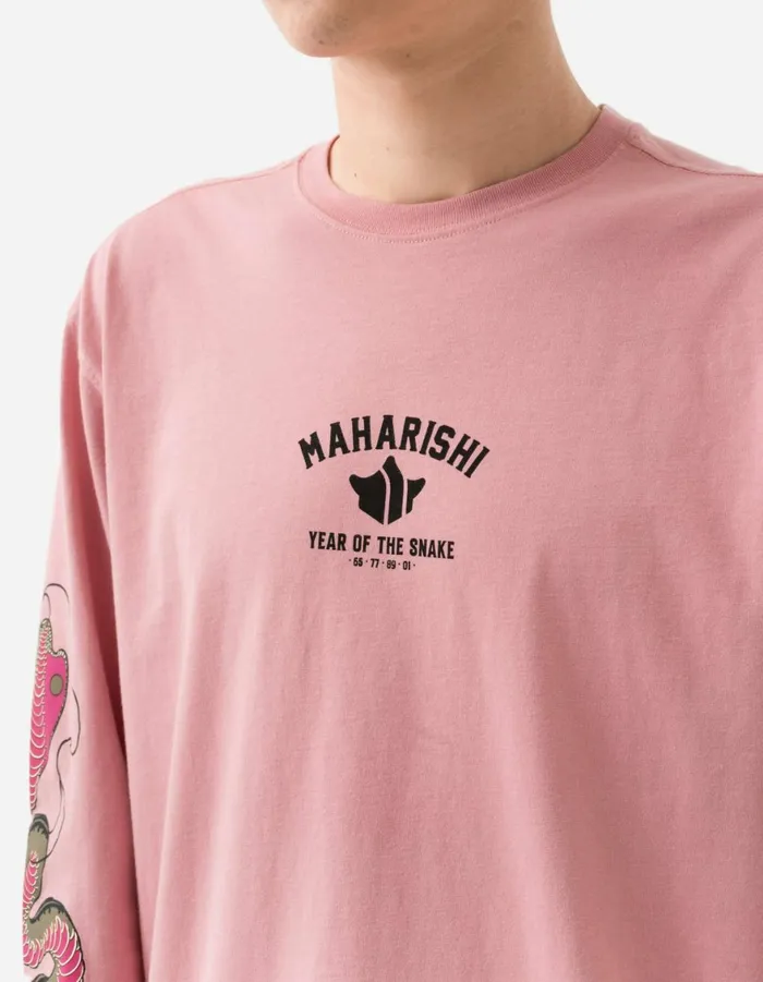 Maharishi Long Sleeve TShirts 1452 Year Of The Snake LS TShirt Pink 8211 Men