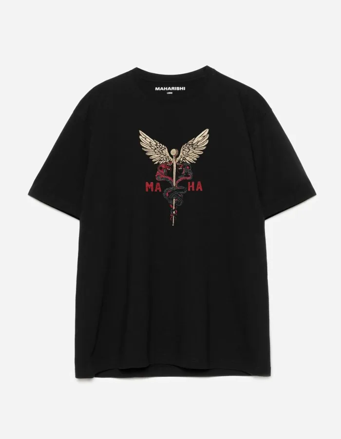 Maharishi Short Sleeve TShirts 6012 Caduceus Monk TShirt Black 8211 Men