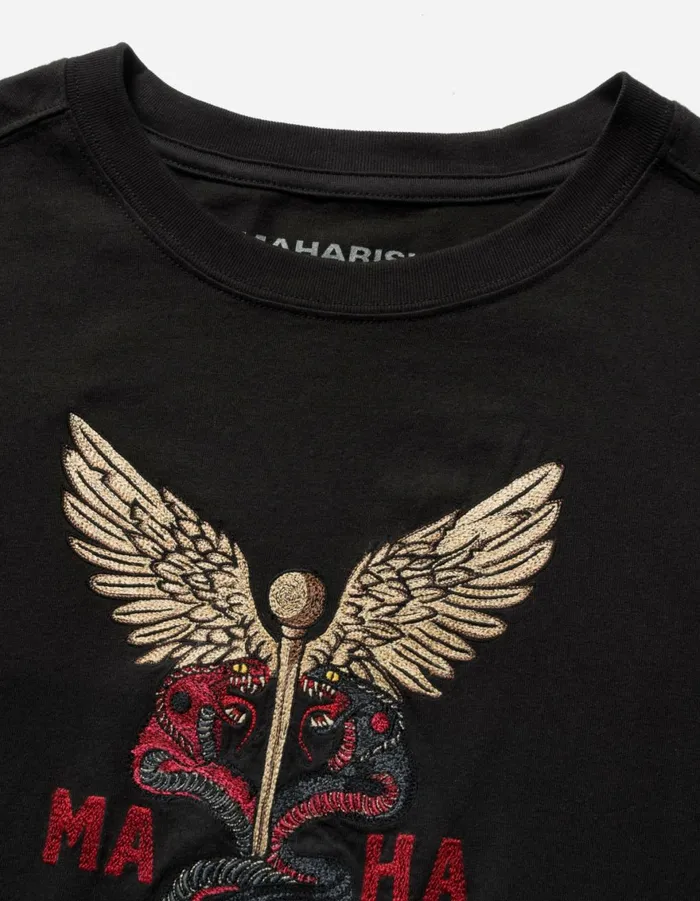 Maharishi Short Sleeve TShirts 6012 Caduceus Monk TShirt Black 8211 Men