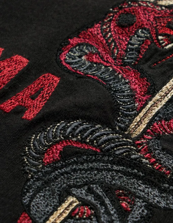 Maharishi Short Sleeve TShirts 6012 Caduceus Monk TShirt Black 8211 Men